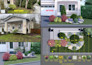 create a landscape design, front yard, backyard, flower bed, pool, park, street